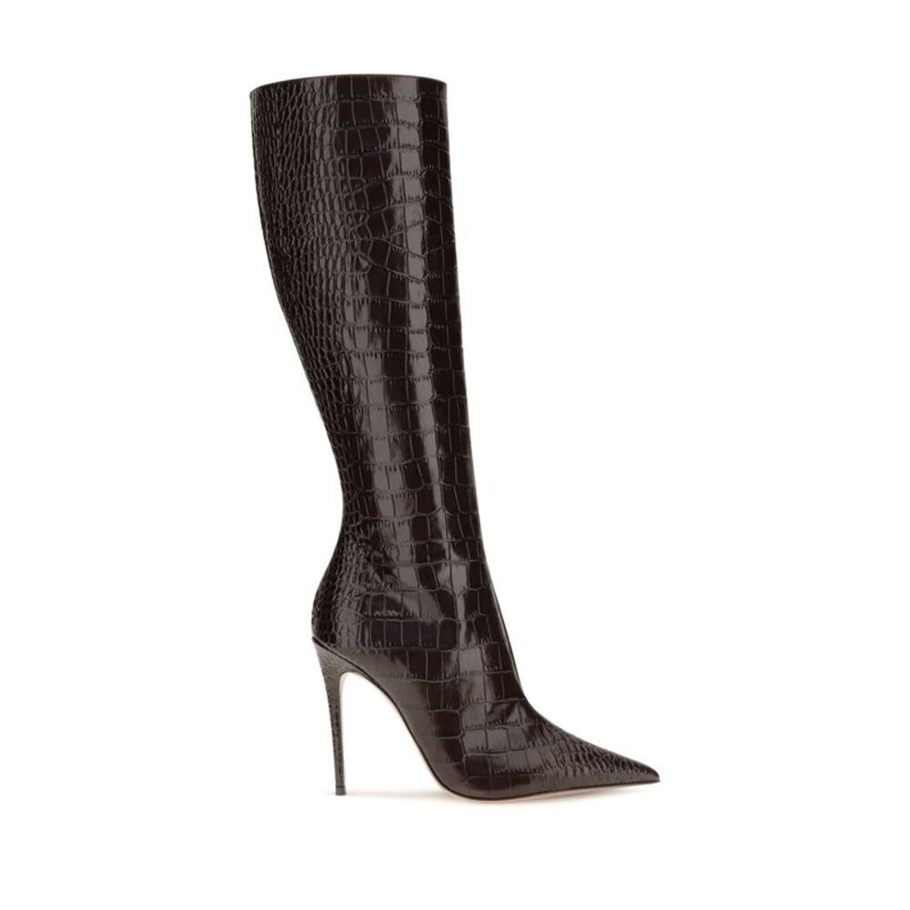 Paris Texas Brown Calf Leather Bos Taurus High Heel Women's Boots